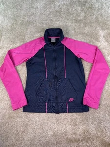 Nike Jacket Girls Medium Black Pink Sportswear Full Zip Mock Neck Normcore C782 - Picture 1 of 10