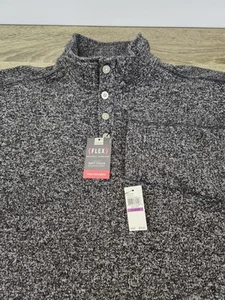 Van Heusen Flex Pullover Sweater Men's 2XL Heather Gray Button Long Sleeve NEW - Picture 1 of 7