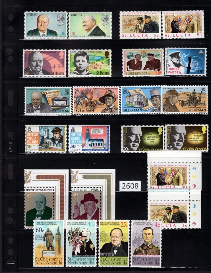 (2608) Winston Churchill, vários países sem marca de charneira parte um - Imagem 1 de 1