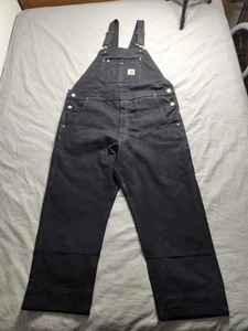 Carhartt Canvas Double Knee Bib Overalls Mens Sz 40x28 Black Work 102776 001 EUC - Bild 1 von 10