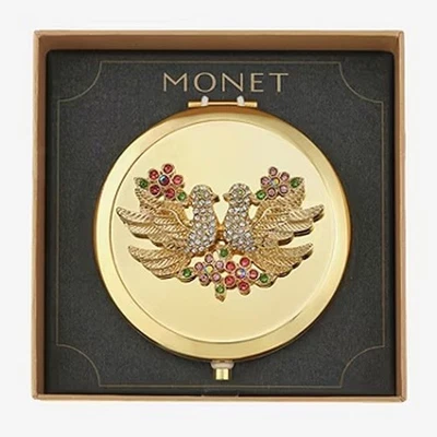 MONET Compact Mirror Love Birds Gold Tone New in Box - Image 1 of 4