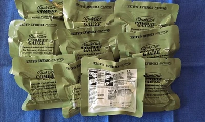 Paquete de 10 gasas de combate Quickclot Exp: 2027 Foto 1 de 2