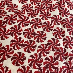 Christmas Peppermints Candy Cotton Fabric 1 Yard x44” New - Picture 1 of 2