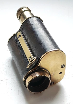 ANTIQUE MONOCULAR BRASS & LEATHER POCKET SIZE c.1900 - Image 1 of 4