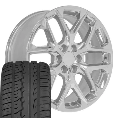 14078 Chrome 22x9 OE Wheels & 285/45R22 All Season Tires Set 6X5.5 +28ET - Image 1 of 4
