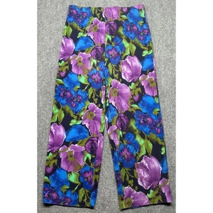 Isaac Mizrahi Live Ankle Pants Womens LP Blue Purple Floral Print Stretch - Picture 1 of 13
