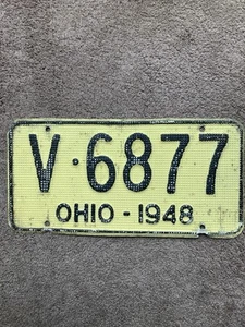 1948 Ohio "Waffle" License Plate - V 6877 - Rare - Picture 1 of 3