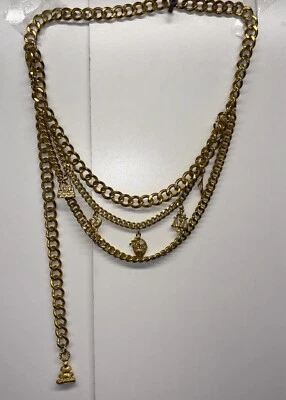 Винтажные золотистые кубинские подвески-цепочки из тяжелого металла с несколькими нитями - Изображение 1 из 4