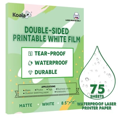 75PK Koala Double-sided Waterproof Printer Paper Laser Matte Outdoor Use 8.5x11 - Image 1 of 4
