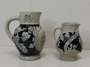 Jarras de vino de gres esmaltadas en sal alemanas: 1/4 litro y 1/2 litro - Imagen 1 de 8