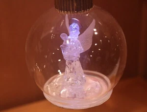HOLIDAY RADIANCE LIGHTED 4" GLASS BALL CHRISTMAS ORNAMENT ANGEL W/BABY - Picture 1 of 4