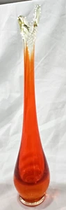 Wikingerglas orange Persimmon 11" geschwenkte Vase Vintage MCM - Bild 1 von 7