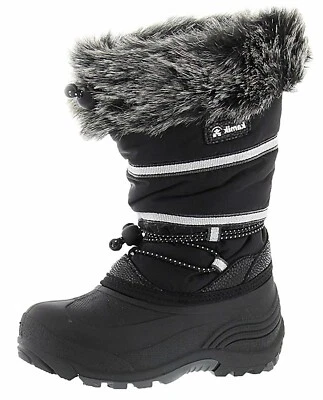 Botas de nieve Kamik para niños y niñas pequeñas Amarok de piel sintética plateadas negras talla 10 233967 Foto 1 de 2
