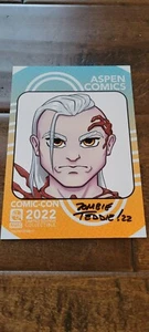 Tarjeta promocional Aspen Fathom Killian 2022 exclusiva de la SDCC firmada por Zombie Teddie - Imagen 1 de 1