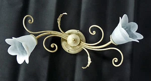 Plafoniera country con 2 luci lampada da soffitto fatta a mano con vetri ART.L24 - Picture 1 of 3