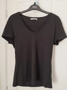 Marks and spencer womens t shirt size 14 black short sleeve Vneck cotton - Picture 1 of 4