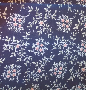 Tessuto blu navy disegno floreale - 1 iarde e mezza - Foto 1 di 1