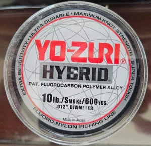 Yo-Zuri Hybrid 10 lb 600 Yards Monofilament Fishing Line Fluorocarbon-Smoke-New - Picture 1 of 2