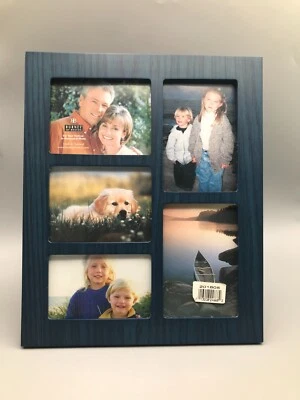 VTG Burnes of Boston Bluish Green Wood Wash Look Multi Photo (5) Picture Frame - Image 1 of 4
