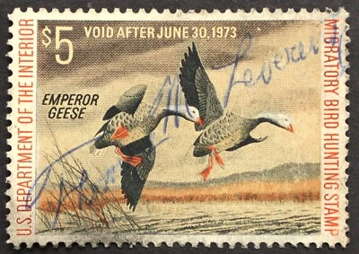 U.S. Used Stamp Scott #RW39 1972 $5 Federal Duck Hunting, Superb. A Gem! - Image 1 of 2