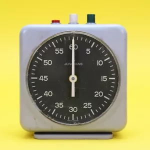 Junghans Mechanical Darkroom Timer Stop Clock Wind Up Standing Model Grey Metal - Picture 1 of 13