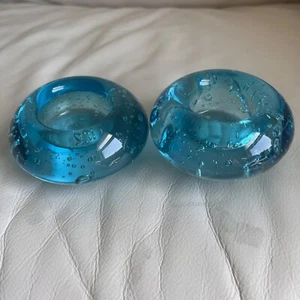 Glass Art Blue Paperweight / Votive Tea Light Candle Holder BEAUTIFUL! - Picture 1 of 7