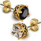 Crown Earrings Gold Earrings For Men Black And Gold Stud Earrings For Women H...