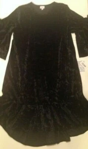 NEU NEU MIT ETIKETT LuLaRoe Maurine Kleid Damen Übergröße 2XL schwarz Crushed Samt Rüschen - Bild 1 von 12