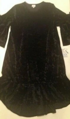 NUEVO NUEVO CON ETIQUETAS Vestido LuLaRoe Maurine Para Mujer Talla Grande 2XL Negro Terciopelo Aplastado Volantes Foto 1 de 4