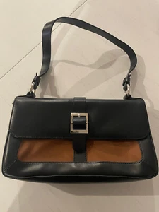 Preston & York Satchel Black and Brown Purse Handbag Shoulder Tote 11" x 7" - Picture 1 of 5