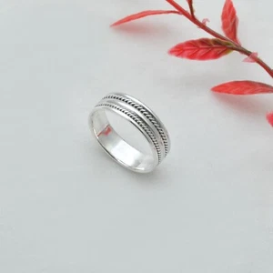 925 Sterling Silver Raised Twisted Rope Ring - Size 12.5 - Picture 1 of 5