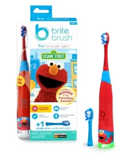 Brite Brush Sesame Street ELMO Battery Power Kids Toothbrush 2 Brush Heads NIB - Picture 1 of 8