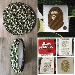 BAPE × Snoopy ABC camo green Big Cushion PEANUTS A Bathing Ape Used - Picture 1 of 9