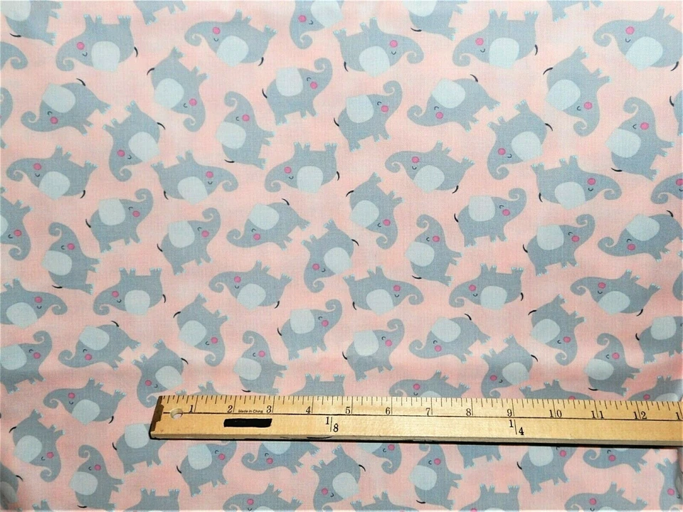 Cenefa de cortina guardería elefante bebé pastel rosa pálido gris 42 x 14 superior Foto 1 de 1