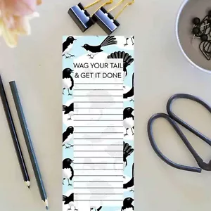 WAG YOUR TAIL & GET IT DONE Magnetic Line Shopping Jotter Notepad Willie Wagtail - Picture 1 of 2