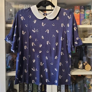 Sommer Bluse | Schmetterlinge | dunkelblau | guter Zustand - Bild 1 von 4