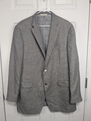 Blazer Samuelsohn Para Hombre 44L Gris Cachemira Seda Pata de Gallo Pecho Único Foto 1 de 4