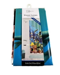 Shower Curtain Coral Reef Tropical Dolphins Aquatic Fish Peva Vinyl 70” X 72” - Picture 1 of 4