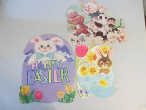 Vintage Spring Happy Easter Skating Animals Egg Cardboard Diecut Decoration Hot - Picture 1 of 12