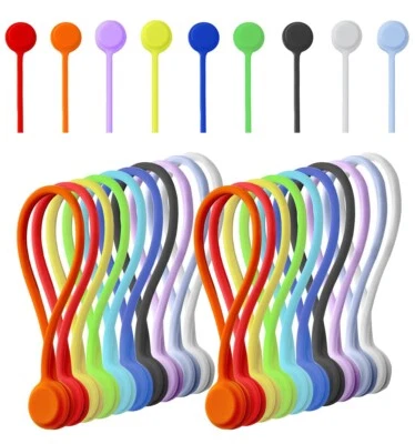 20 Pack Reusable Magnetic Silicone Cable Twist Ties Perfect Smart Home Gadgets! - Image 1 of 4
