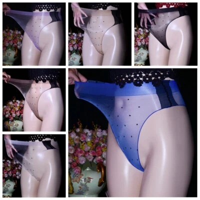 Damen Gepunktet Durchsichtig Schlüpfer Tanga Unterwäsche Durchsichtig Netz Sexy - Bild 1 von 4