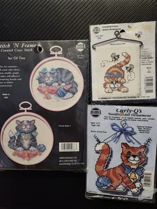 Menge 3 Gezählt Kreuzstich Kit Katze Prinzessin Stich N Rahmen Ornament Katzen - Bild 1 von 10