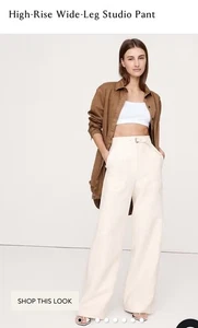 Banana Republic hoch geschnitten weites Bein Studio Hose Gr. 18 Übergang cremeweiß neu mit Etikett - Bild 1 von 9