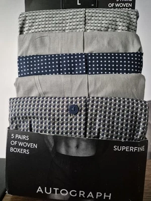 Marks & Spencer Autograph 5 Pack Superfine Woven Boxers Green Mix Large  36-38" - Image 1 of 4
