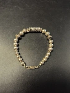 Vintage Sterlingsilber 0,925 Perlen Schnörkel Armband 7,5 Zoll - Bild 1 von 6