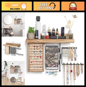 Schmuck-Organizer zum Aufhängen mit rustikalem Holzregal, Ring- & Ohrringhalter, drehbar - Bild 1 von 8