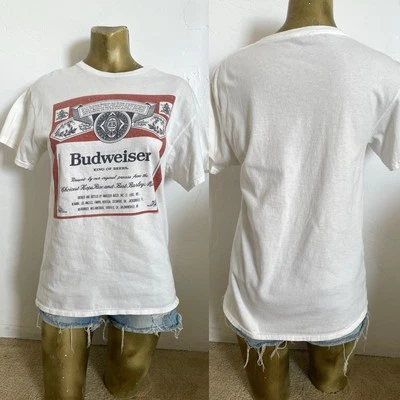 CAMISETA Clásica Antigua Escuela Vintage BUDWEISER BEER Logo Talla Mediana Foto 1 de 4