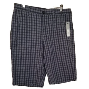 NWT's Apt 9 Men's Blue/White Plaid Seersucker Flat Front Casual Shorts SIZE 32 - Picture 1 of 5