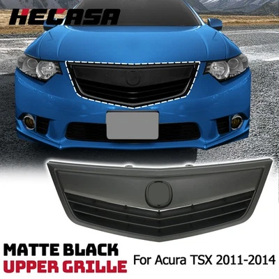 For 2011 12 13 2014 Acura TSX Front Bumper Upper Mesh Grille Trim Matte Black Foto 1 de 4