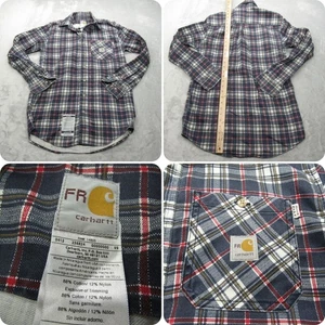 Carhartt FR Flannel Shirt Mens Blue Read Small Plaid Shirt Flame Resistant Work - Picture 1 of 12
